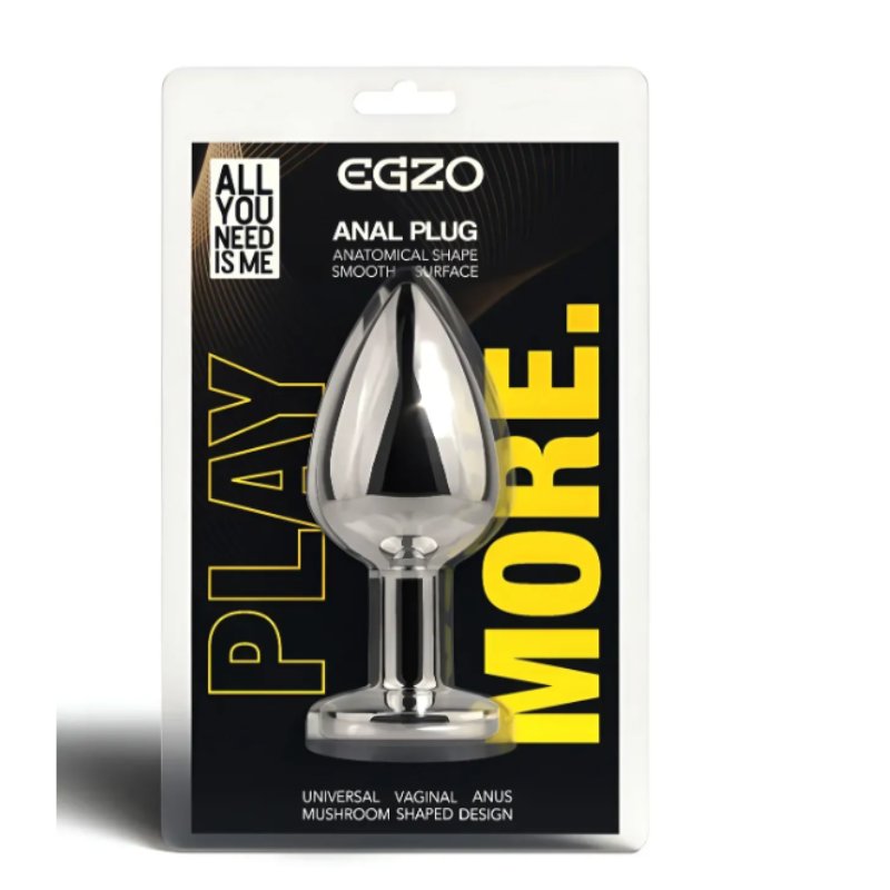 Анальная пробка с кристаллом EGZO - Silver Round Plug Rose size M