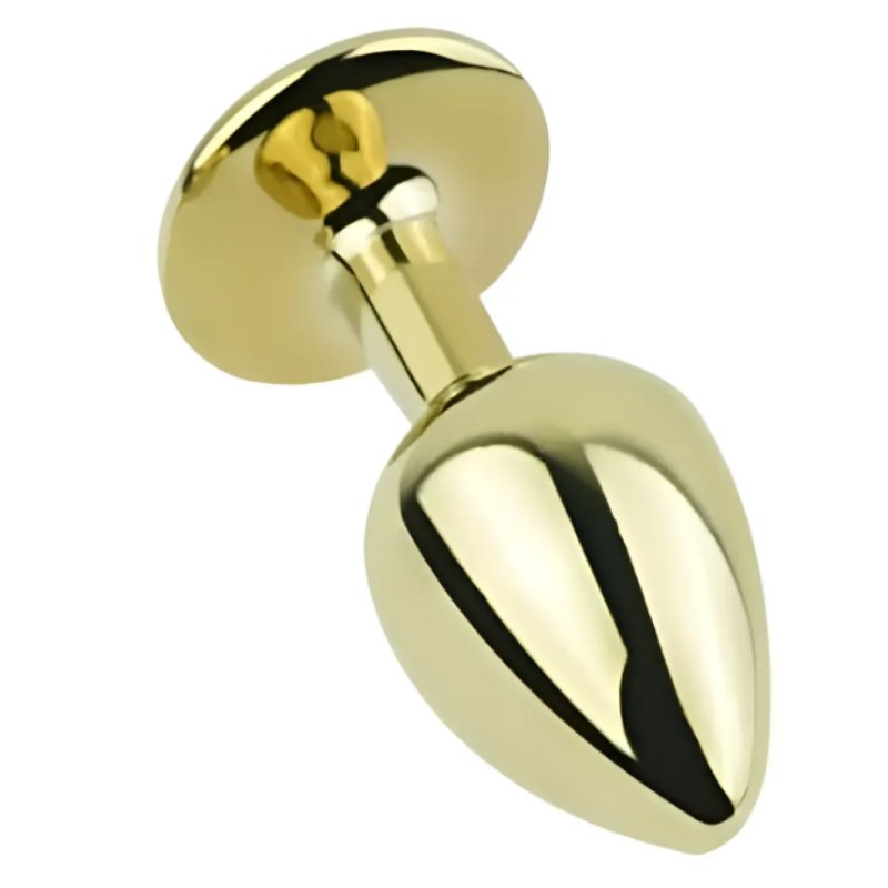 Анальная пробка с кристаллом EGZO - Gold Round Plug Rainbow size S