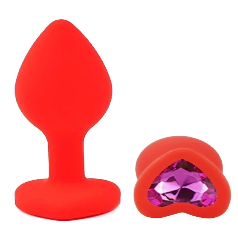 Анальная пробка EGZO Pink Round Plug Amethyst, размер S, розовая силиконовая с кристаллом