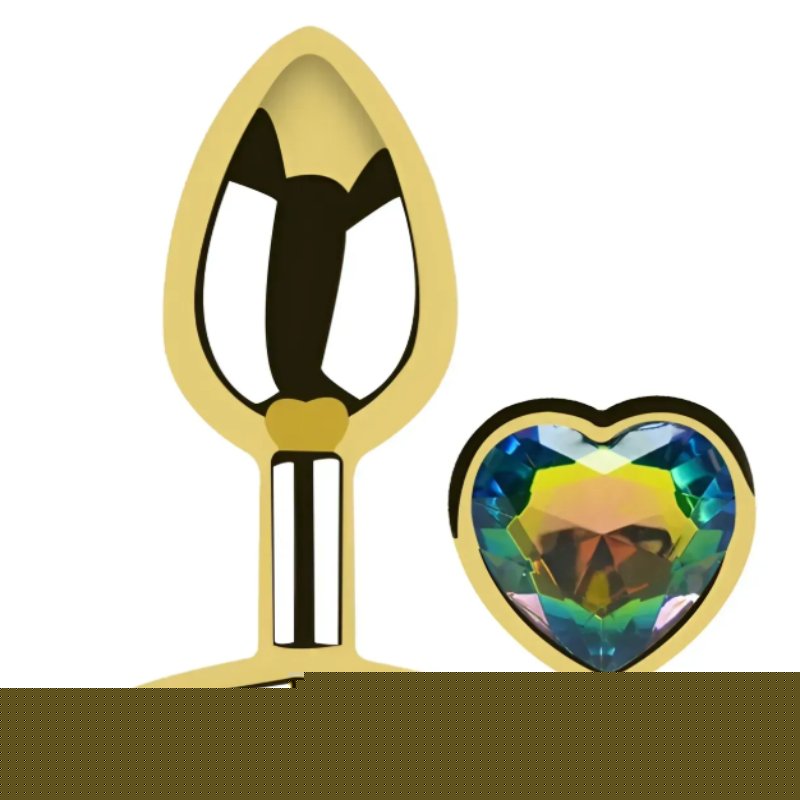 Анальная пробка с кристаллом EGZO - Gold Heart Plug Rainbow size S