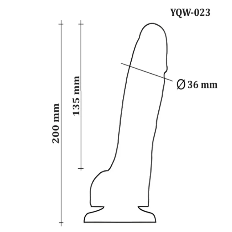 Большой фаллоимитатор с мошонкой на присоске OYO - Dildo Double Layer Silicone YQW-023 (длина 20 см, диаметр 3.6 см)
