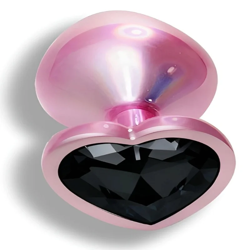 Анальная пробка EGZO Pink Perl Heart Plug S розовая металлическая с кристаллом