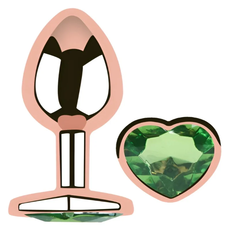 Анальная пробка EGZO Rose Gold Heart Plug M с кристаллом, нержавеющая сталь