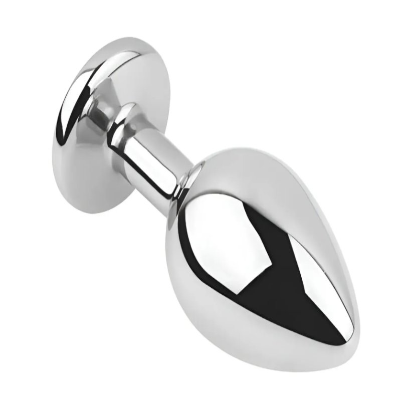 Анальная пробка с кристаллом EGZO - Silver Round Plug Rainbow size S