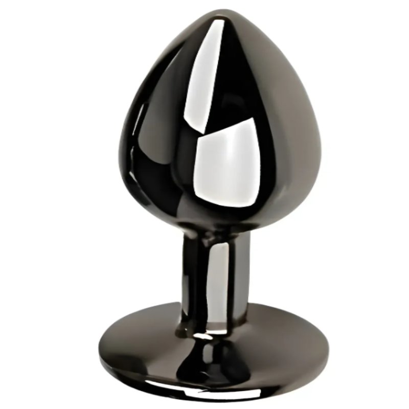 Анальная пробка с кристаллом EGZO - Dark Gray Round Plug Red, size S