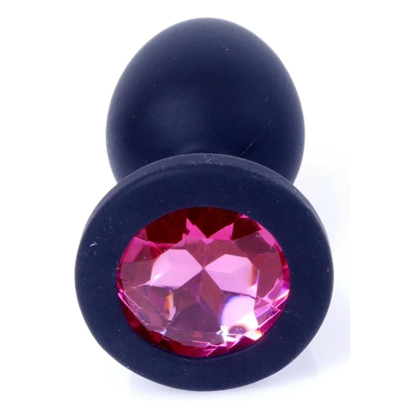 Силиконовая анальная пробка Boss Series - Jewellery Black Silicon PLUG Small Pink S