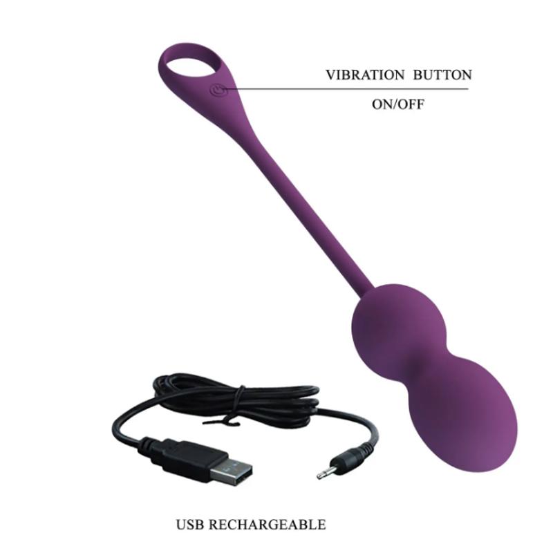 Вагинальные шарики с вибрацией и управлением с смартфона Pretty Love - Elvira dark Purple