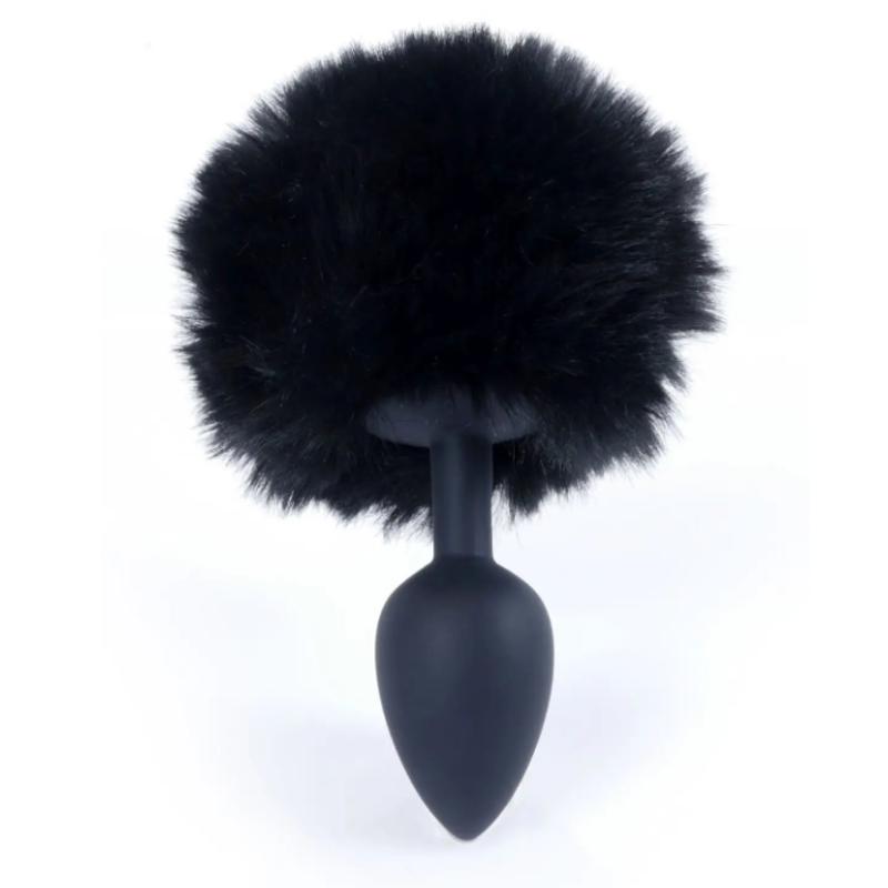 Анальная пробка ( размер S ) с хвостом Boss Series - Silicon PLUG Bunny Tail Black