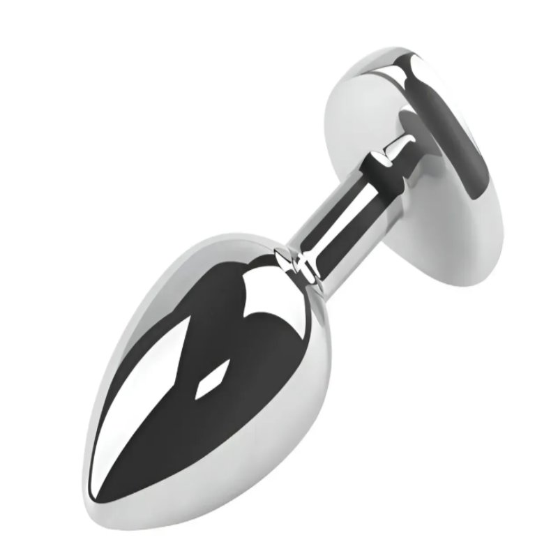Анальная пробка с кристаллом EGZO - Silver Heart Plug Red size M