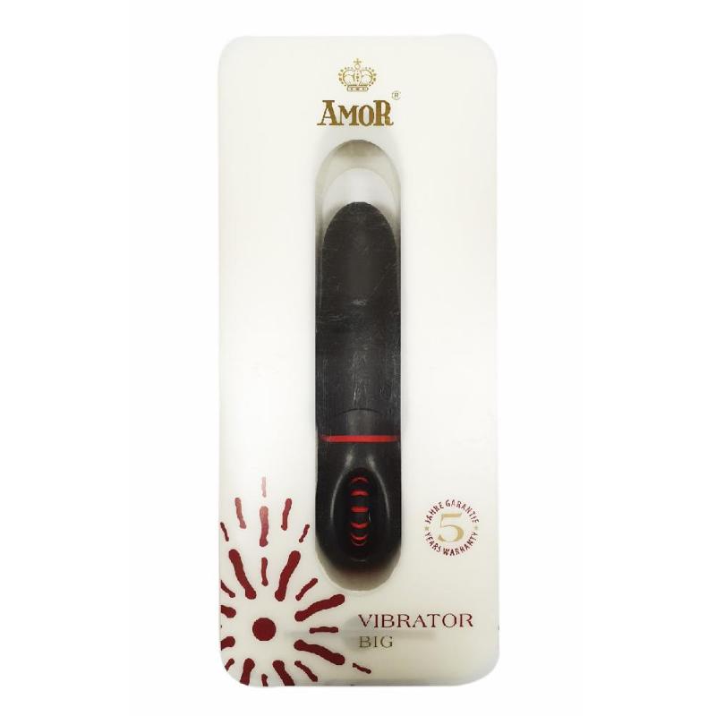 Классический вибратор с гладкой поверхностью AMOR VIBRATOR REAL MEDIUM Black (Приложение НЕ Функционирует!)