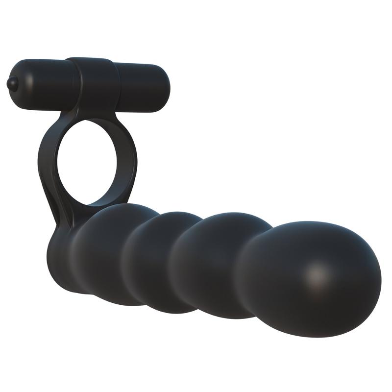 Насадка на член для двойного проникновения с виброкольцом Posable Partner Double Penetrator