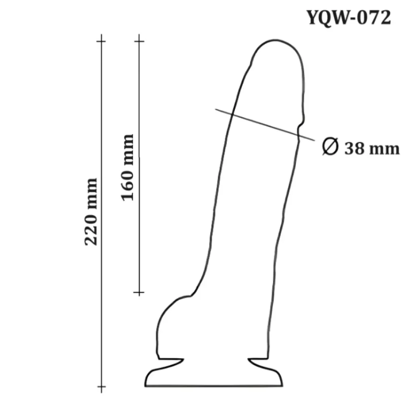 Большой фаллоимитатор с мошонкой на присоске  OYO - Dildo Double Layer Silicone YQW-072 (длина 22 см, диаметр 3.8 см)