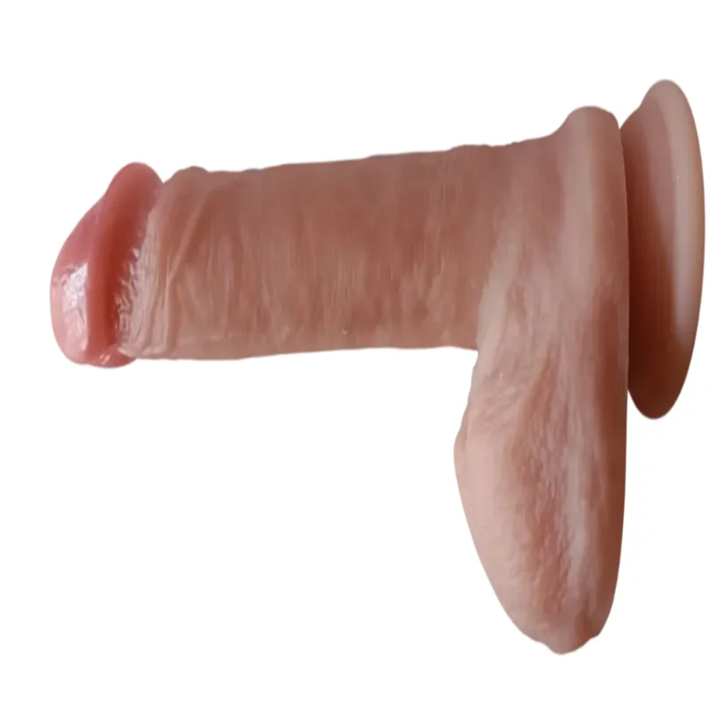 Большой фаллоимитатор с мошонкой на присоске OYO - Dildo Double Layer Silicone YQW-071 (длина 20.5 см, диаметр 3.5 см)