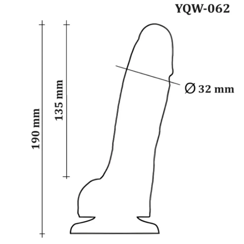 Фаллоимитатор с мошонкой на присоске OYO - Dildo Double Layer Silicone YQW-062 (длина 19 см, диаметр 3.2 см)