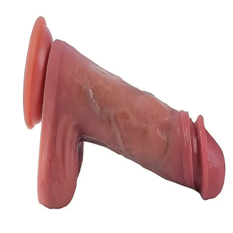 Фаллоимитатор с мошонкой на присоске OYO - Dildo Double Layer Silicone YQW-022 (длина 19 см, диаметр 3.4 см)