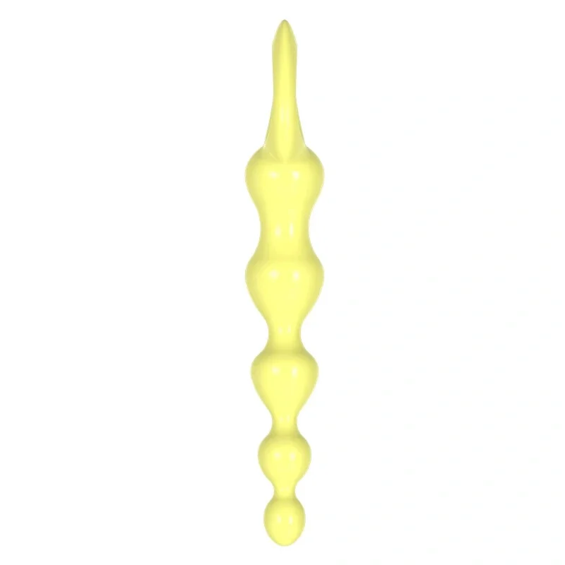Анальные шарики MELEON Advanced Anal Beads 2, желтая цепочка из TPE с петлей-ручкой