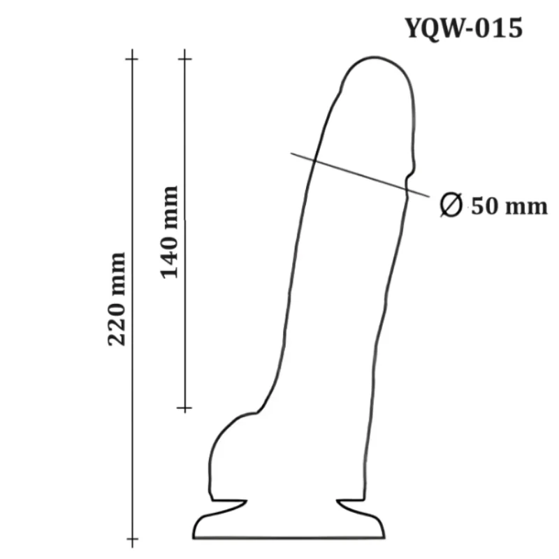 Большой фаллоимитатор с мошонкой на присоске OYO - Dildo Double Layer Silicone YQW-015 (длина 22 см, диаметр 5 см)