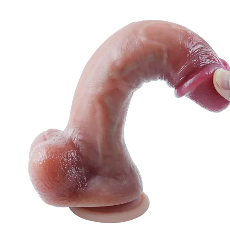 Большой фаллоимитатор с мошонкой на присоске OYO - Dildo Double Layer Silicone YQW-009 (длина 23 см, диаметр 4.2 см)