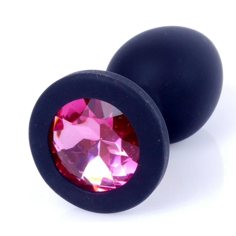 Силиконовая анальная пробка Boss Series - Jewellery Black Silicon PLUG Small Pink S