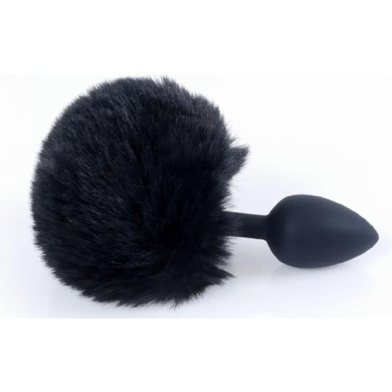 Анальная пробка ( размер S ) с хвостом Boss Series - Silicon PLUG Bunny Tail Black