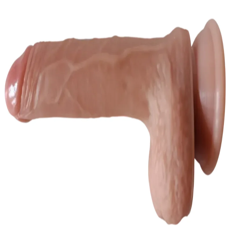 Фаллоимитатор с мошонкой на присоске OYO - Dildo Double Layer Silicone YQW-062 (длина 19 см, диаметр 3.2 см)