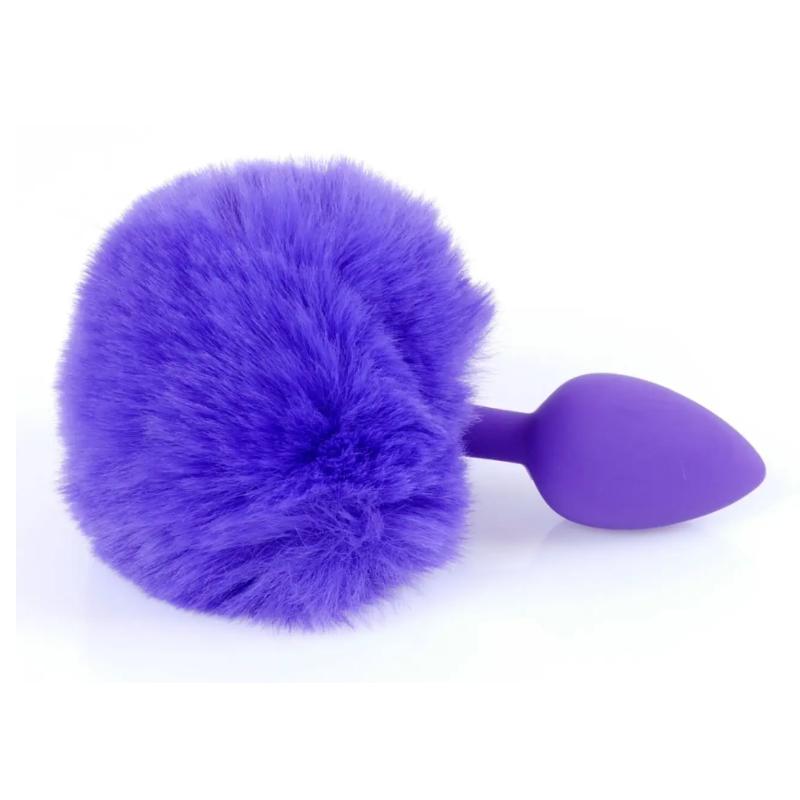 Анальная пробка ( размер S ) с хвостом Boss Series - Silicon PLUG Bunny Tail Purple