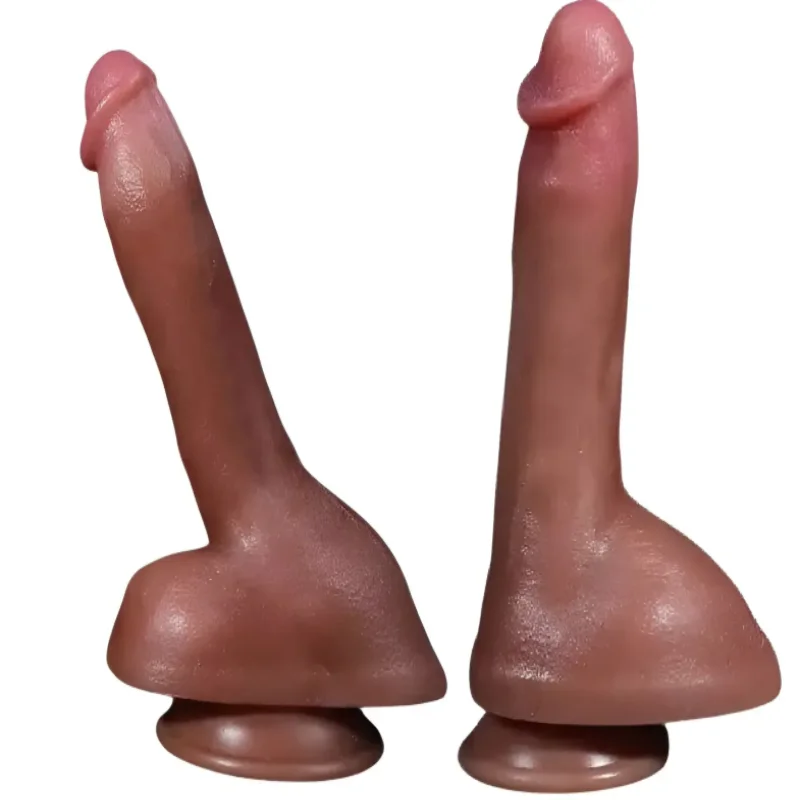 Большой фаллоимитатор с мошонкой на присоске OYO - Dildo Double Layer Silicone YQW-015 (длина 22 см, диаметр 5 см)