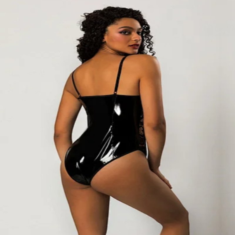 Лаковое боди с ажурными вставками S/M