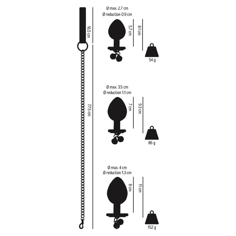 Набор из 4-х пробок с поводком Butt Plug Set with a Leash S, M, L