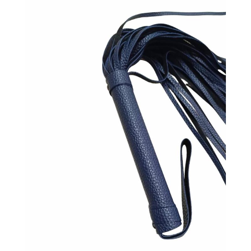 Классическая  кожаная плеть с петлей на рукояти Premium Dark blue