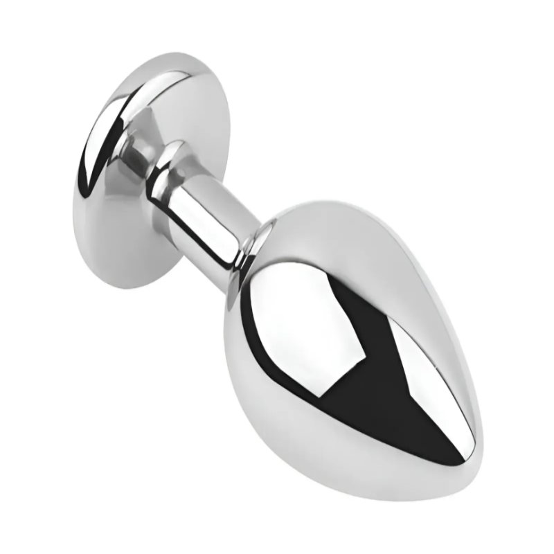 Анальная пробка с кристаллом EGZO - Silver Round Plug Rose size M