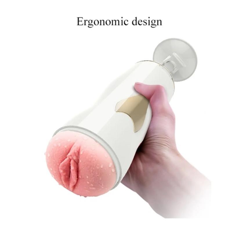 Мастурбатор с двумя входами на присоске Boss Series: Vibrating Masturbation Cup White
