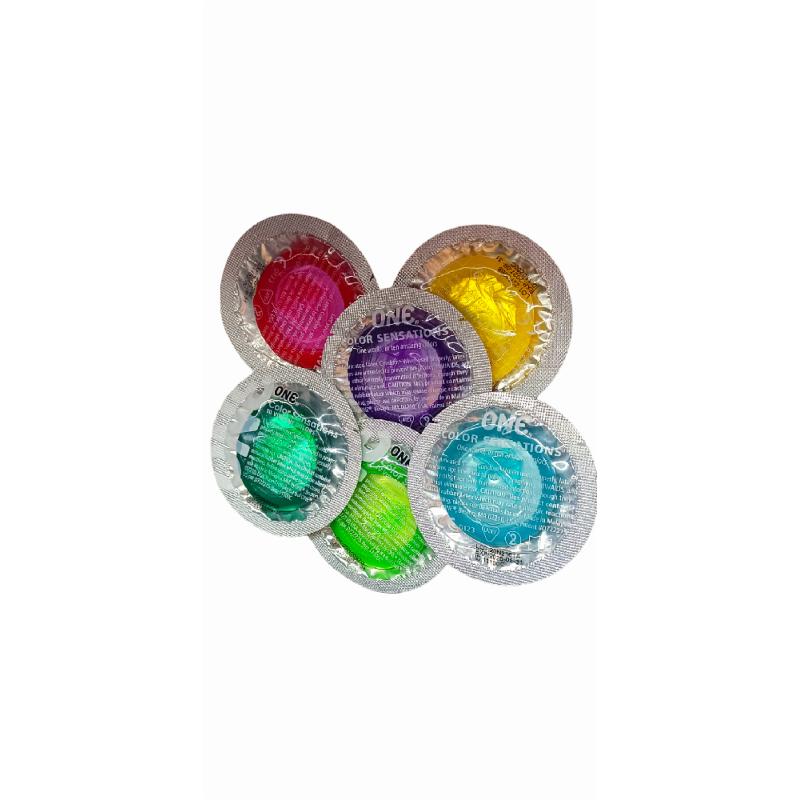 Презервативы ONE Color Sensations (разноцветные)(по 1 шт)(упаковка может отличаться цветом и рисунко