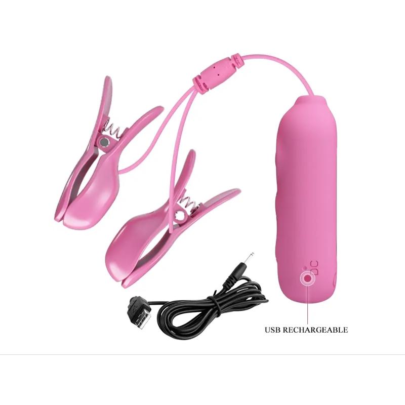 Электростимулятор для груди PRETTY LOVE - Nipple Clip 7 режимов вибрации, 3 режима электростимуляции