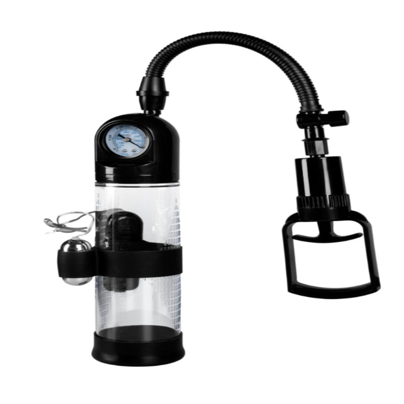 Вакуумная вибропомпа с манометром и вибрацией Penis Pump Steam-Gauge прозрачный