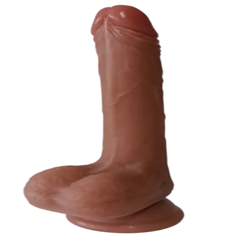 Фаллоимитатор с мошонкой на присоске OYO - Dildo Double Layer Silicone YQW-062 (длина 19 см, диаметр 3.2 см)