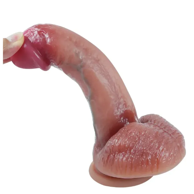 Большой фаллоимитатор с мошонкой на присоске OYO - Dildo Double Layer Silicone YQW-031 (длина 20 см, диаметр 4.1 см)