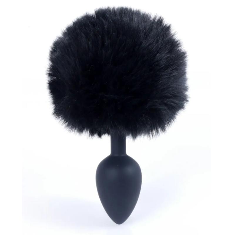 Анальная пробка ( размер S ) с хвостом Boss Series - Silicon PLUG Bunny Tail Black