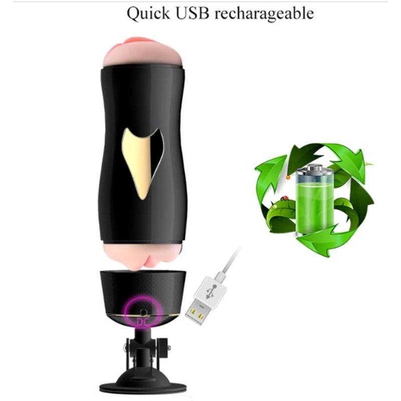 Мастурбатор с двумя входами на присоске Boss Series: Vibrating Masturbation Cup Black