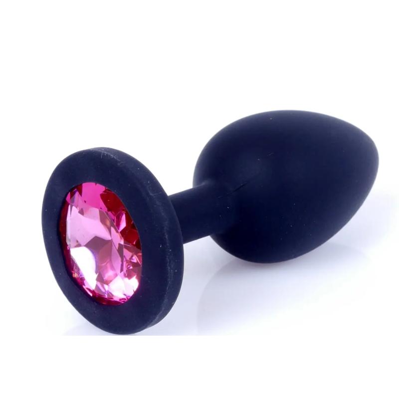 Силиконовая анальная пробка Boss Series - Jewellery Black Silicon PLUG Small Pink S