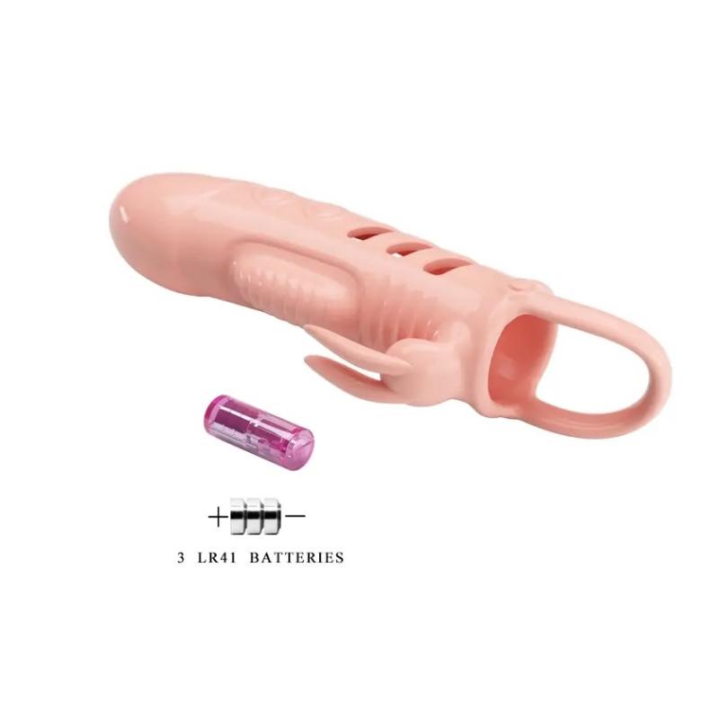 Удлиняющая насадка с вибростимуляцией ( на 2,5 см ) PRETTY LOVE - PENIS SLEEVE Sloane цвет телесный