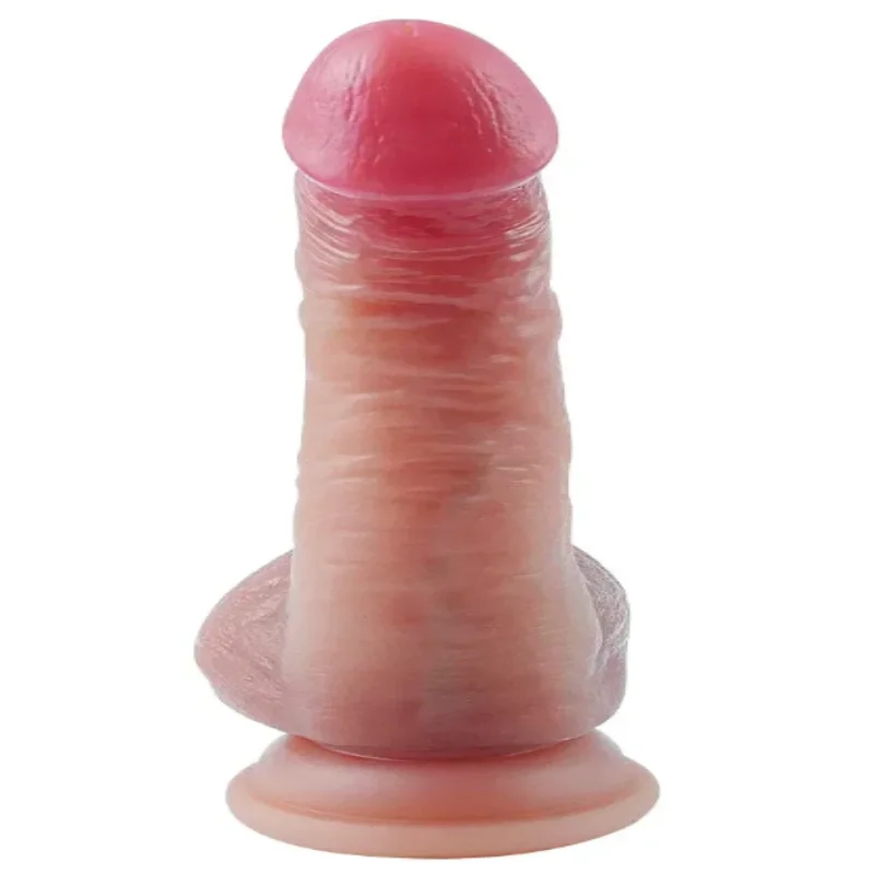 Фаллоимитатор с мошонкой на присоске OYO - Dildo Double Layer Silicone YQW-010 (длина 18 см, диаметр 3.2 см)