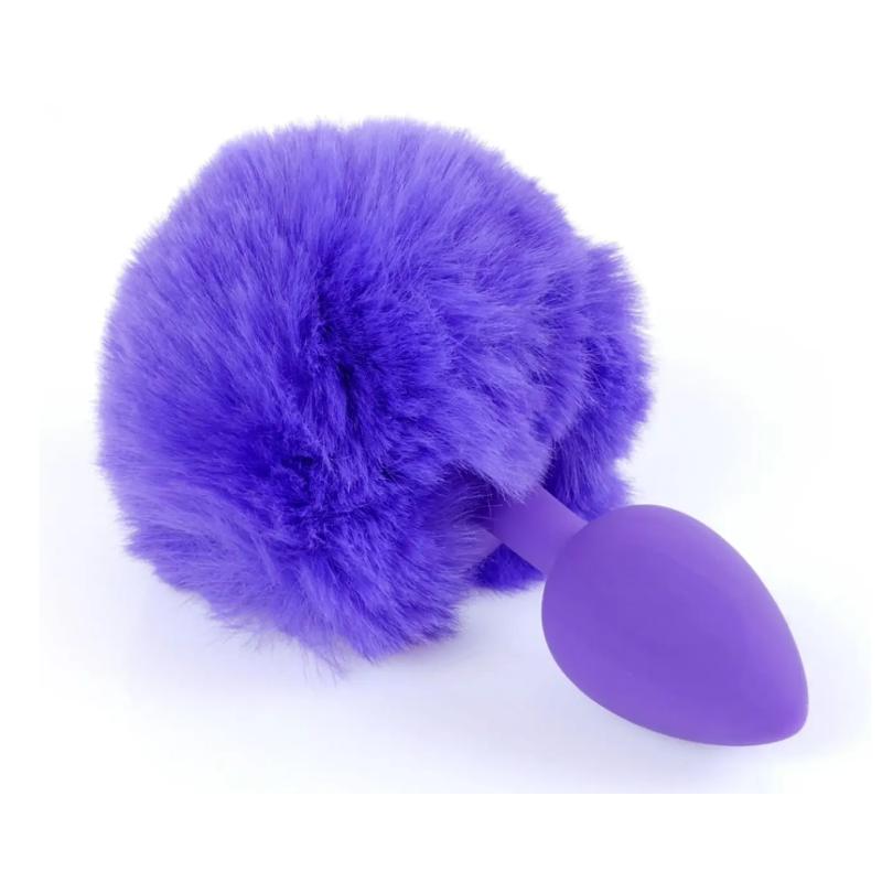 Анальная пробка ( размер S ) с хвостом Boss Series - Silicon PLUG Bunny Tail Purple