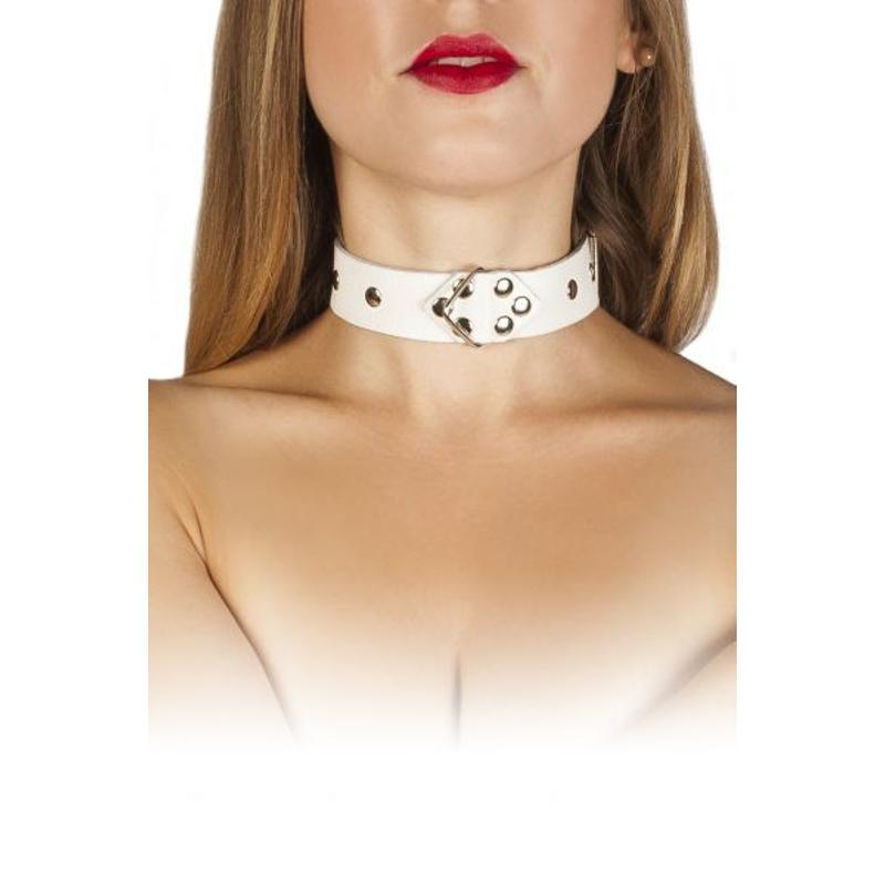 Ошейник Leather Restraints Collar, White