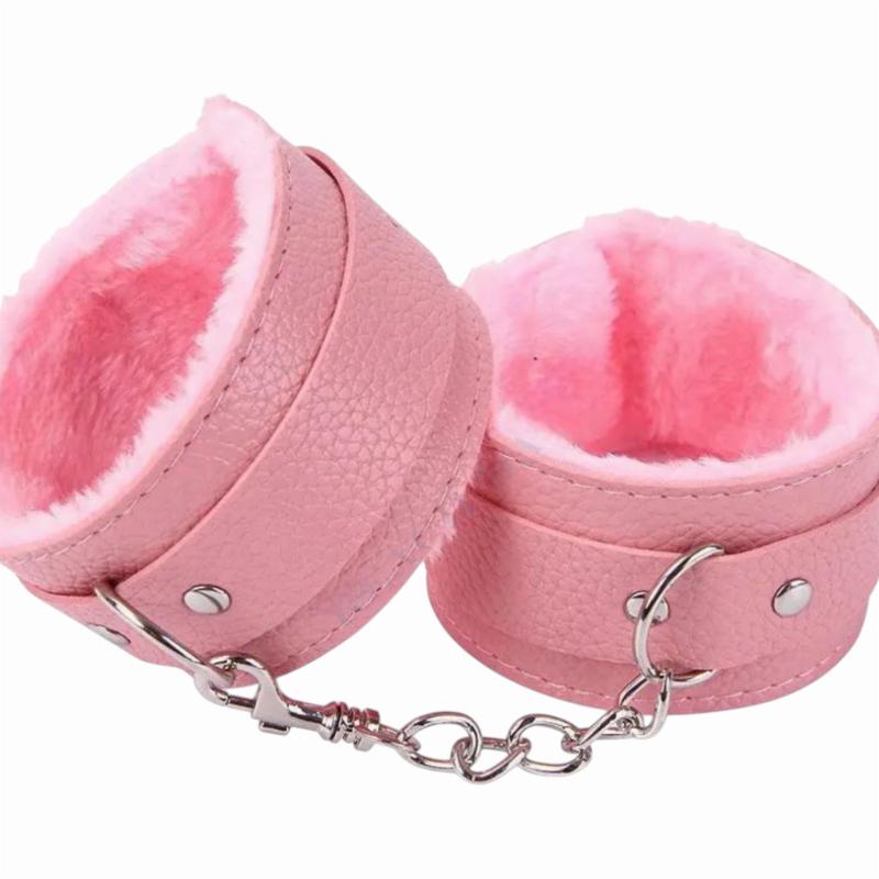 Набор БДСМ  «Love caresses» цвет розовый, наручники, оковы, коннектор