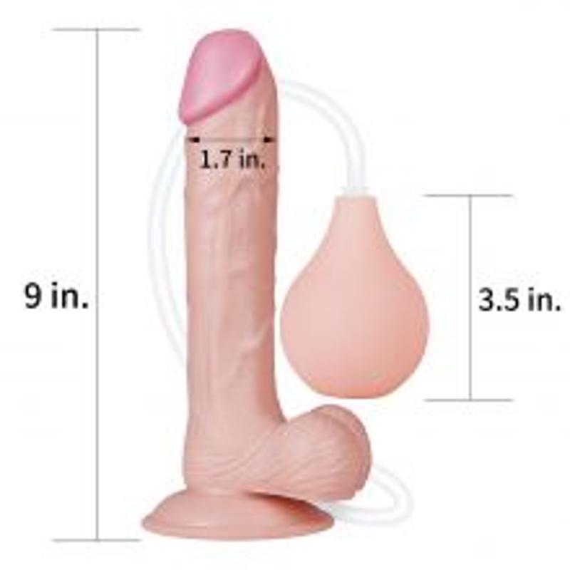 Упругий фаллоимимтатор 9 с функцией семяизвержения  Squirting Dildo