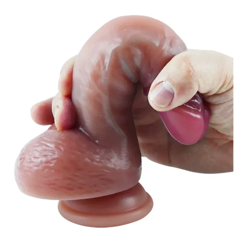 Большой фаллоимитатор с мошонкой на присоске OYO - Dildo Double Layer Silicone YQW-027 (длина 20 см, диаметр 4 см)