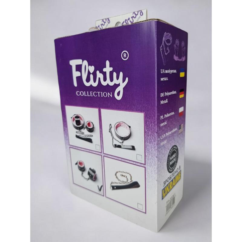 Лаковые ЭКО наручники черного цвета с розовым мехом Flirty