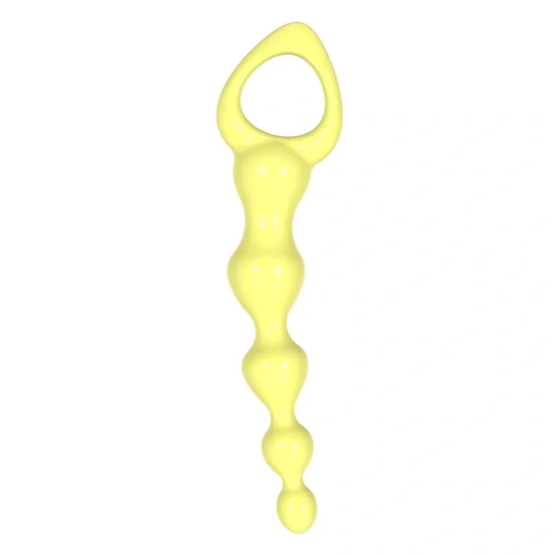 Анальные шарики MELEON Advanced Anal Beads 2, желтая цепочка из TPE с петлей-ручкой