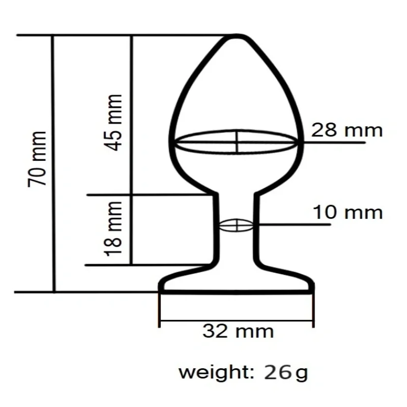 Анальная пробка EGZO Silicone Black Round Plug S с кристаллом, чёрная силиконовая